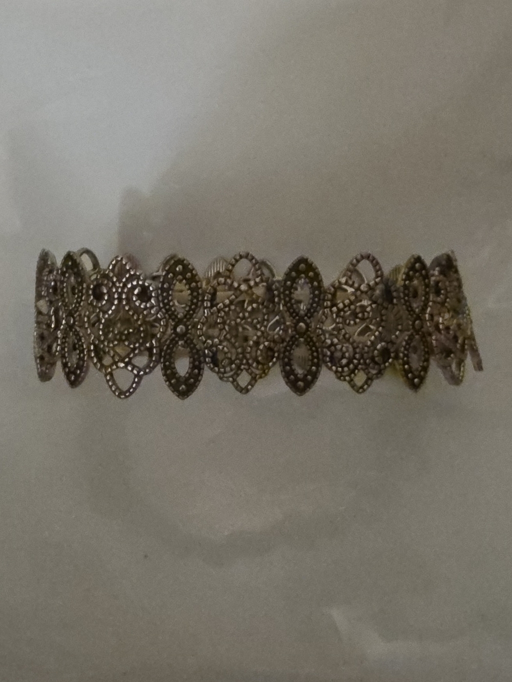 Delicate Filigree Marcasite Antique Silver Tone Braclet